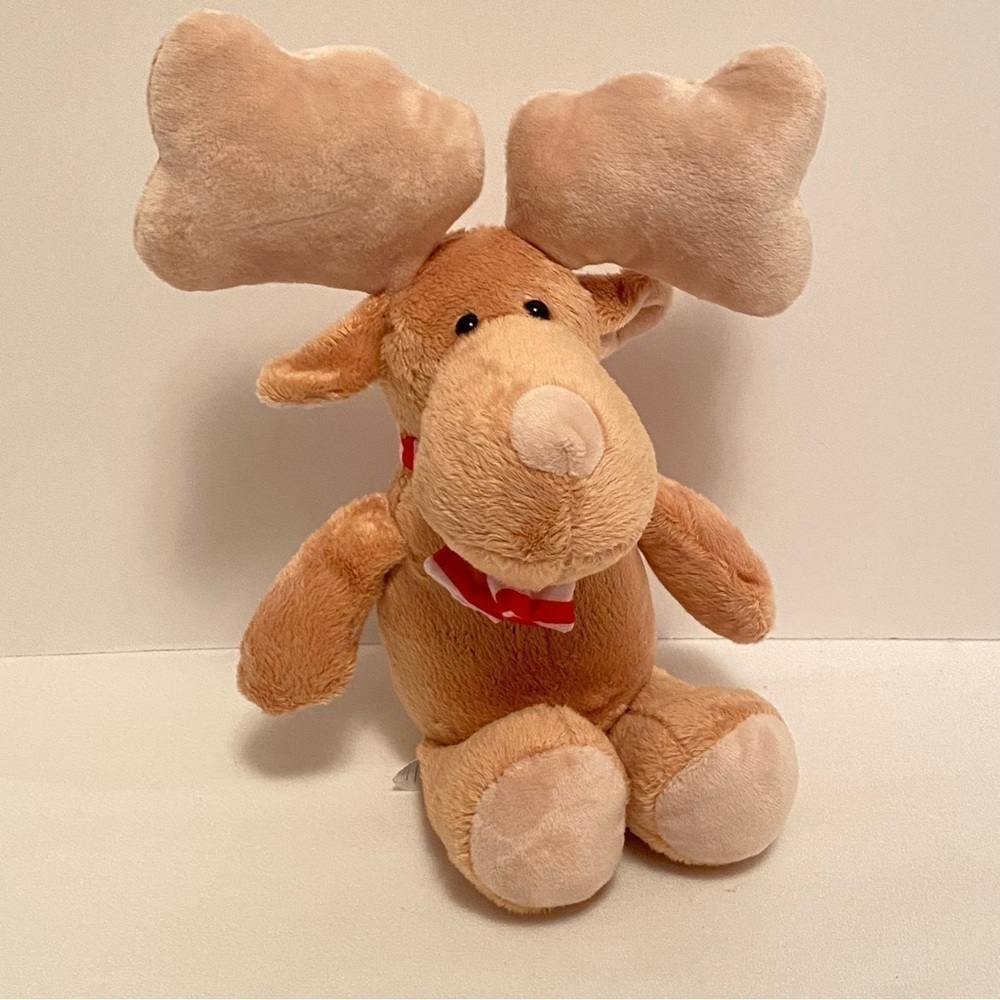Kinder Stuffed Winter Holiday Moose With Scarf Soft Toy